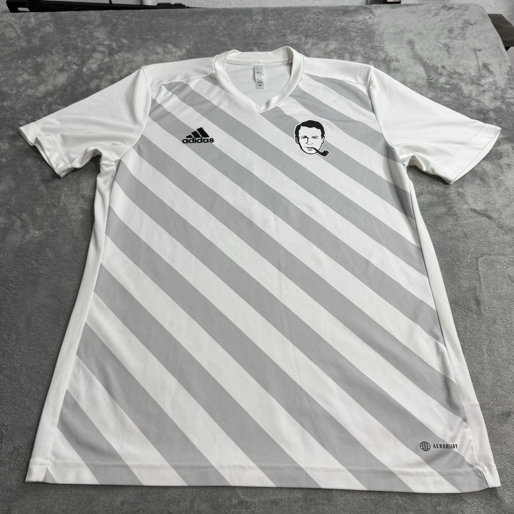 Adidas Custom Entrada 22 Graphic Soccer Jersey Aeroready Gray White‎ Size L